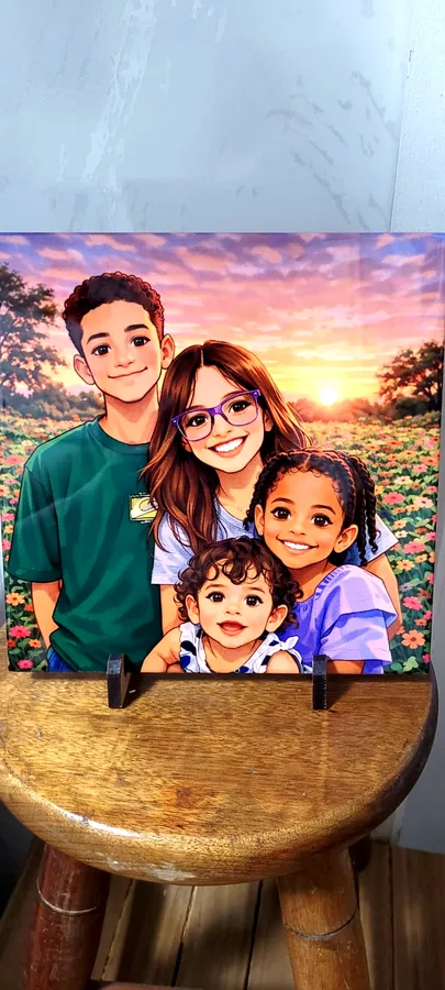 Azulejo personalizado com ilustração da família