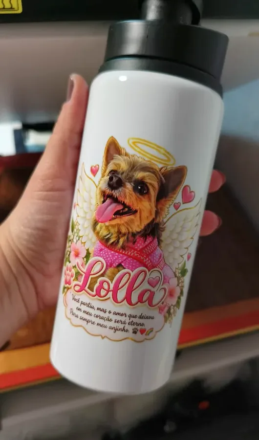 Squeeze branco personalizado com arte de pet